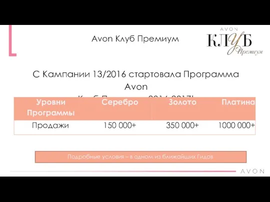 Avon Клуб Премиум С Кампании 13/2016 стартовала Программа Avon Клуб Премиум