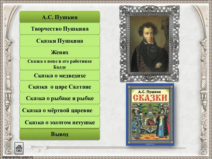 А.С. Пушкин Вывод Творчество Пушкина Сказки Пушкина Жених Сказка о попе
