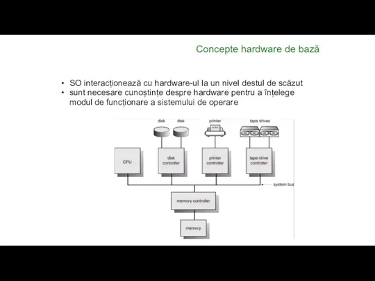 Concepte hardware de bază SO interacționează cu hardware-ul la un nivel