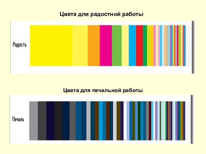 Цвета для печальной работы Цвета для радостной работы