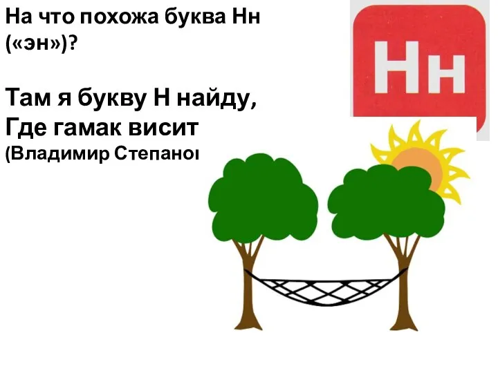 На что похожа буква Нн («эн»)? Там я букву Н найду,