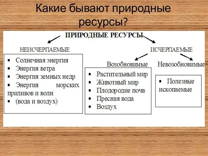 Какие бывают природные ресурсы?