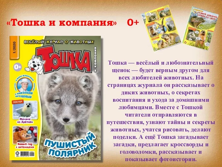 «Тошка и компания» 0+ Тошка — весёлый и любознательный щенок —