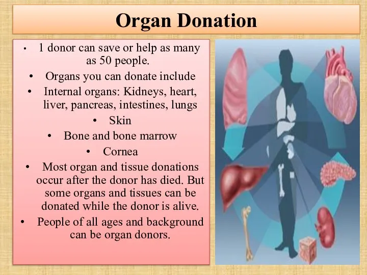 Organ Donation 1 donor can save or help as many as