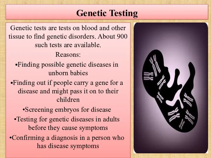 Genetic Testing Genetic tests are tests on blood and other tissue