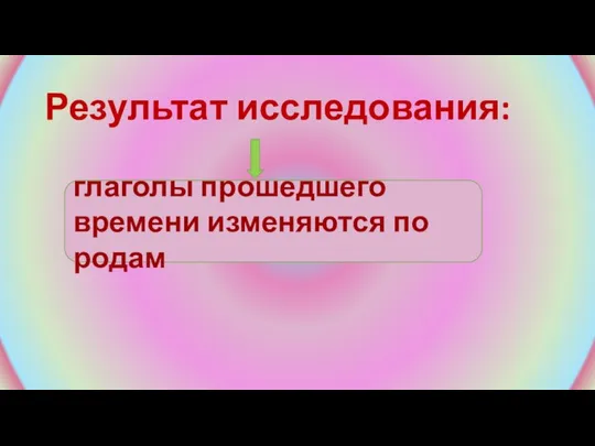 глаголы прошедшего времени изменяются по родам Результат исследования: