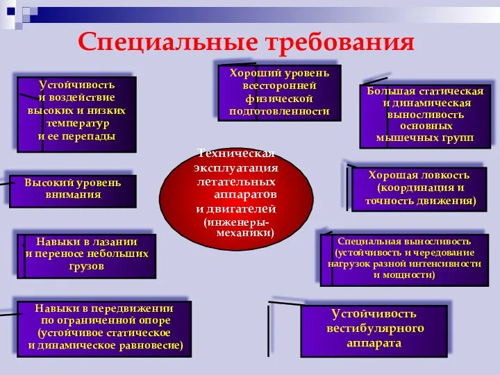 Специальные требования Техническая эксплуатация летательных аппаратов и двигателей (инженеры-механики) Большая статическая