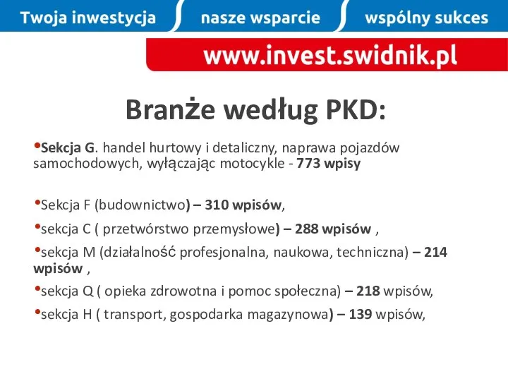 Branże według PKD: Sekcja G. handel hurtowy i detaliczny, naprawa pojazdów