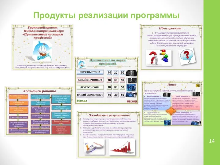 Продукты реализации программы