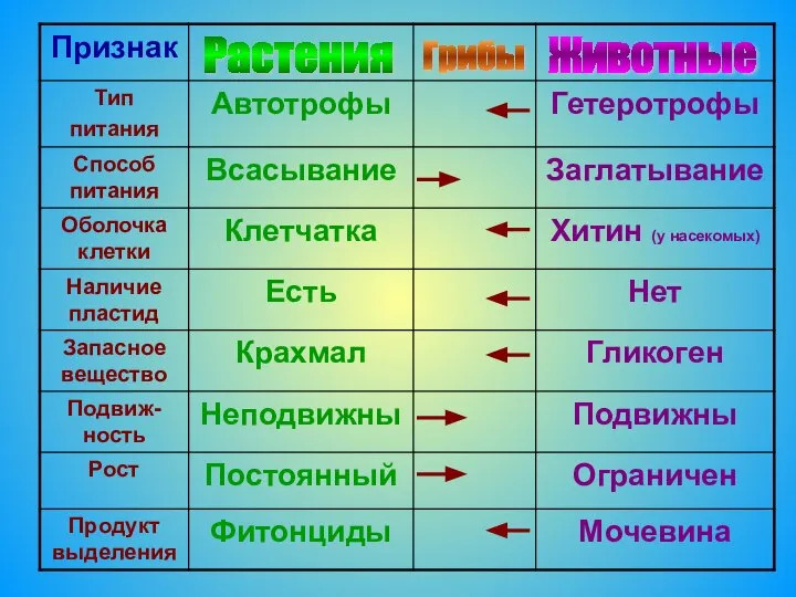 Растения Грибы Животные