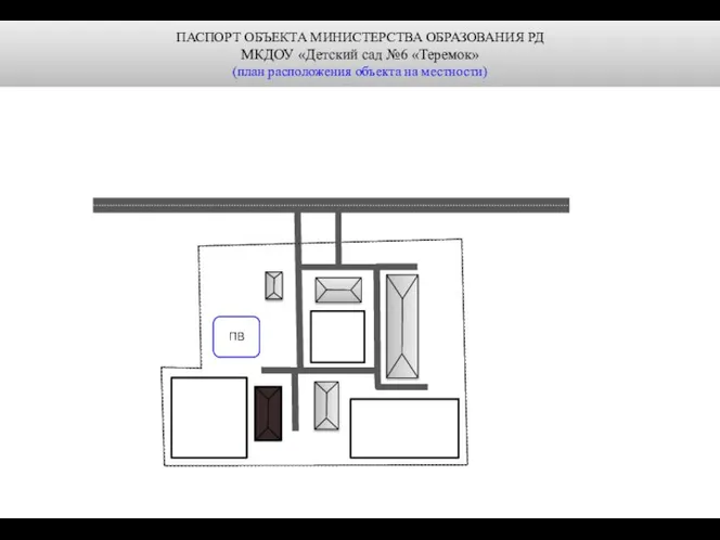 ПАСПОРТ ОБЪЕКТА МИНИСТЕРСТВА ОБРАЗОВАНИЯ РД МКДОУ «Детский сад №6 «Теремок» (план расположения объекта на местности) ПВ