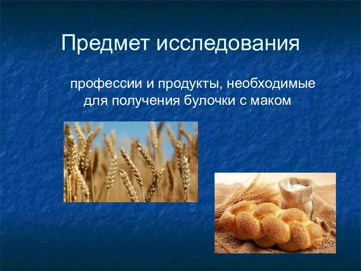 Предмет исследования профессии и продукты, необходимые для получения булочки с маком