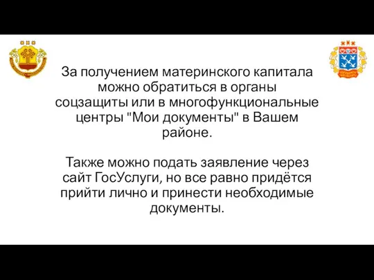 За получением материнского капитала можно обратиться в органы соцзащиты или в