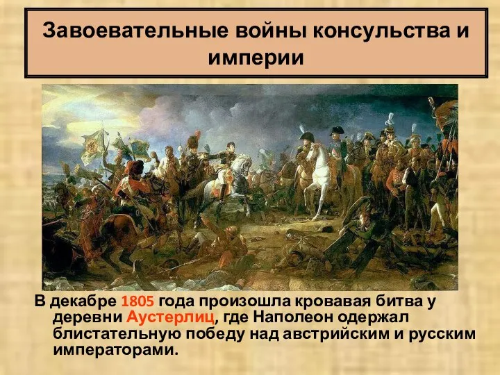 Завоевательные войны консульства и империи В декабре 1805 года произошла кровавая