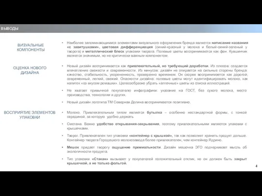 ВЫВОДЫ Молоко. Привлекательным типом является бутылка – особенно нестандартной формы, с