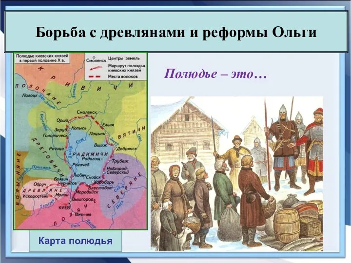 Борьба с древлянами и реформы Ольги Полюдье – это… Карта полюдья