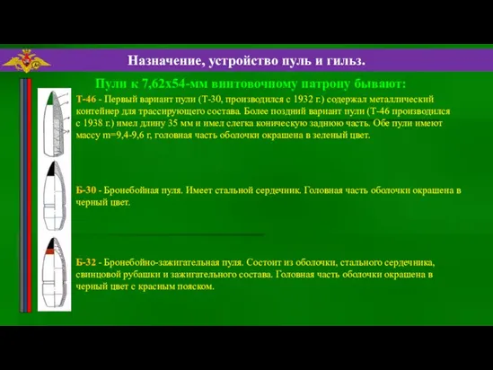 Т-46 - Первый вариант пули (Т-30, производился с 1932 г.) содержал