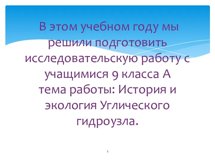 В этом учебном году мы решили подготовить исследовательскую работу с учащимися