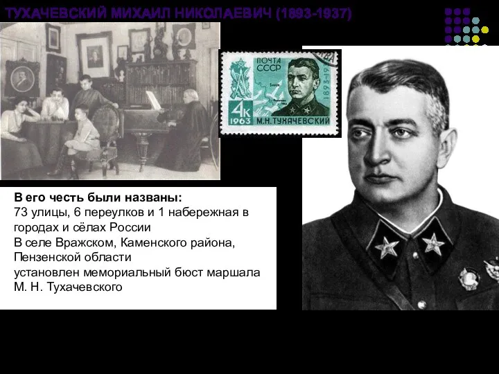 ТУХАЧЕВСКИЙ МИХАИЛ НИКОЛАЕВИЧ (1893-1937) Семья, 1904 год В его честь были