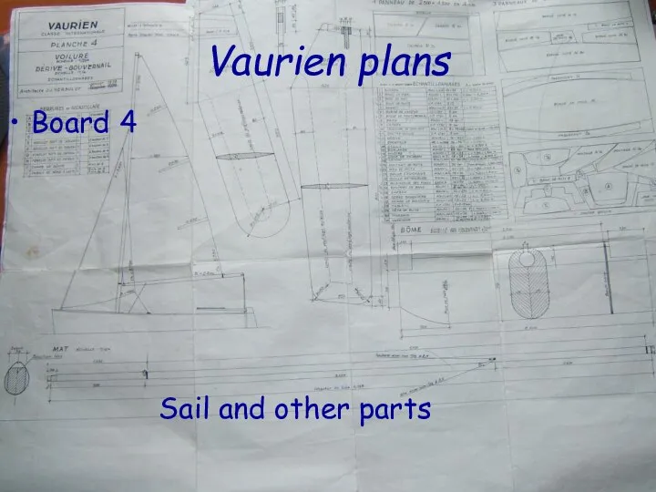 Vaurien plans Board 4 Sail and other parts