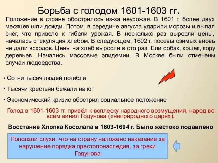 Борьба с голодом 1601-1603 гг. Сотни тысяч людей погибли Тысячи крестьян