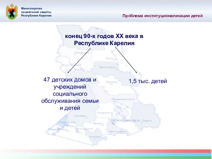 конец 90-х годов XX века в Республике Карелия Проблема институционализации детей