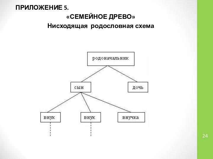 ПРИЛОЖЕНИЕ 5. «СЕМЕЙНОЕ ДРЕВО» Нисходящая родословная схема