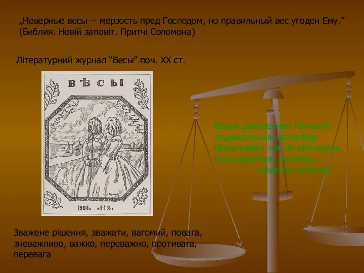 Зважене рішення, зважати, вагомий, повага, зневажливо, важко, переважно, противага, перевага Літературний