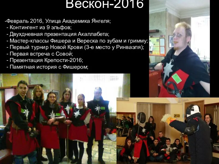 Вескон-2016 Февраль 2016, Улица Академика Янгеля; - Контингент из 9 эльфов;