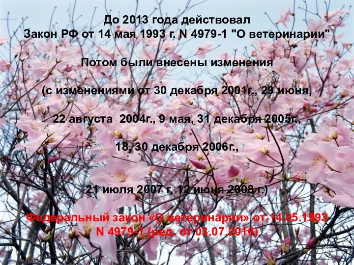 До 2013 года действовал Закон РФ от 14 мая 1993 г.