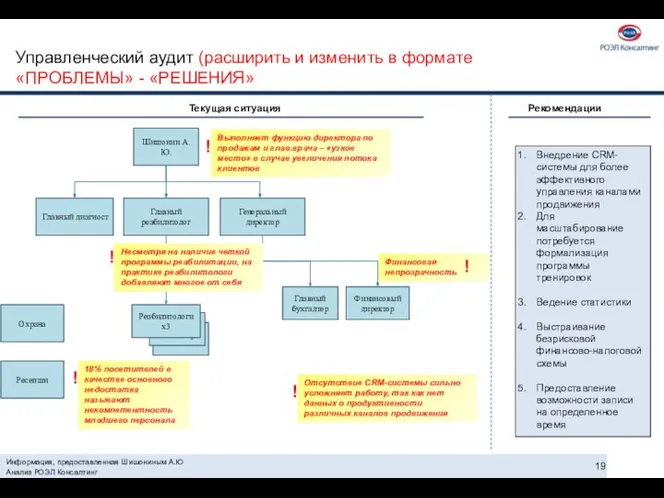 Информация, предоставленная Шишониным А.Ю Анализ РОЭЛ Консалтинг Управленческий аудит (расширить и