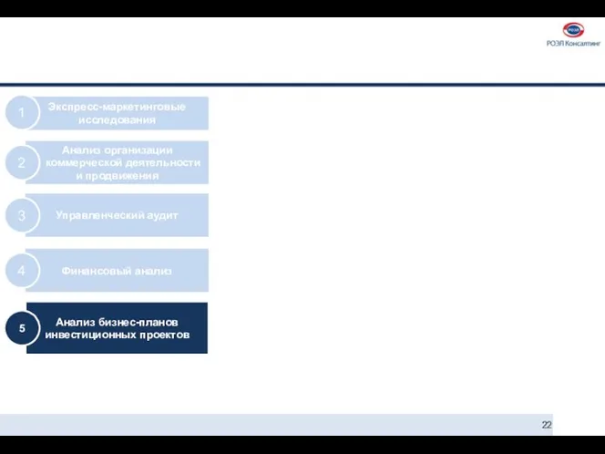 Экспресс-маркетинговые исследования 1 Анализ организации коммерческой деятельности и продвижения 2 Управленческий аудит 3 Финансовый анализ 4