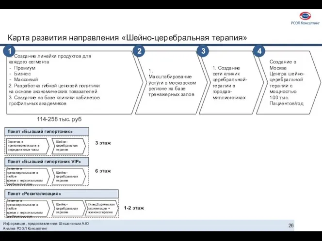 Информация, предоставленная Шишониным А.Ю Анализ РОЭЛ Консалтинг Карта развития направления «Шейно-церебральная