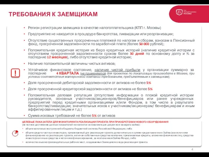 Регион регистрации заемщика в качестве налогоплательщика (КПП г. Москвы) Предприятие не