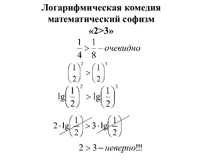 Логарифмическая комедия математический софизм «2>3»