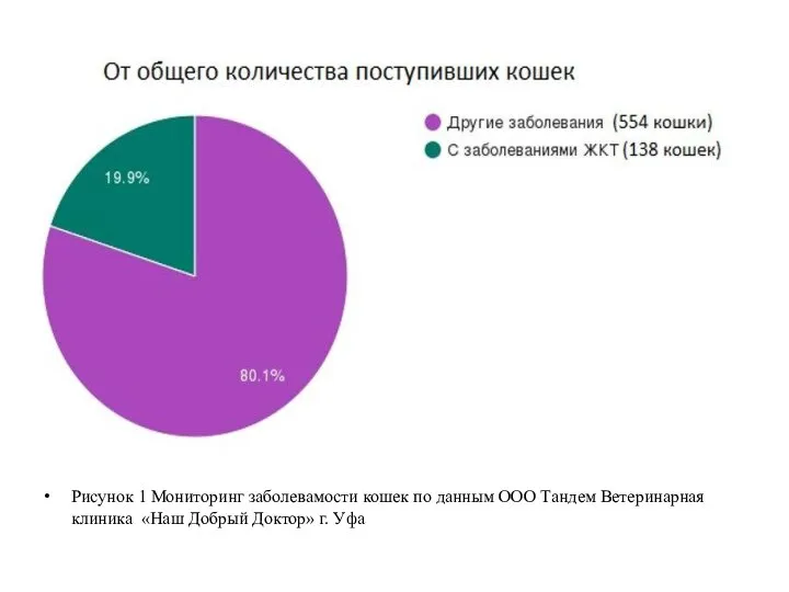 Рисунок 1 Мониторинг заболевамости кошек по данным ООО Тандем Ветеринарная клиника «Наш Добрый Доктор» г. Уфа