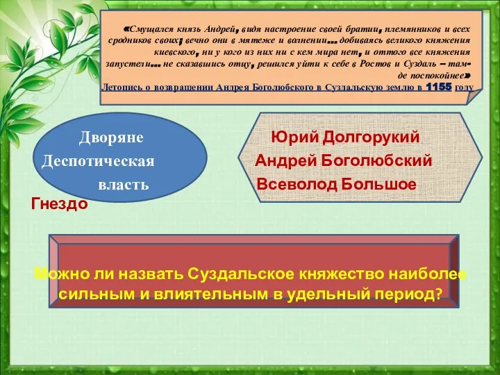 «Смущался князь Андрей, видя настроение своей братии, племянников и всех сродников