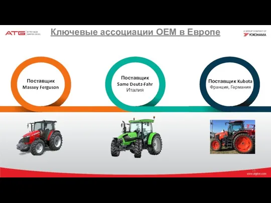 Поставщик Same Deutz-Fahr Италия Поставщик Massey Ferguson Ключевые ассоциации OEM в Европе Поставщик Kubota Франция, Германия