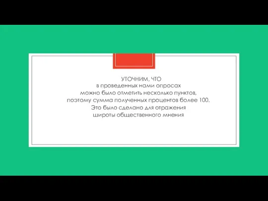 УТОЧНИМ, ЧТО в проведенных нами опросах можно было отметить несколько пунктов,