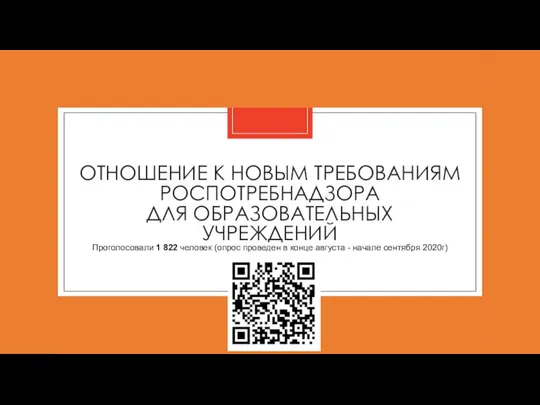 ОТНОШЕНИЕ К НОВЫМ ТРЕБОВАНИЯМ РОСПОТРЕБНАДЗОРА ДЛЯ ОБРАЗОВАТЕЛЬНЫХ УЧРЕЖДЕНИЙ Проголосовали 1 822