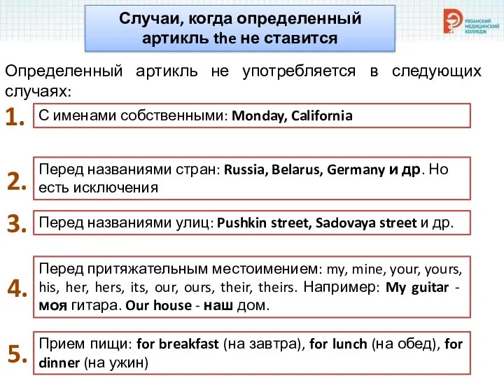 Случаи, когда определенный артикль the не ставится Определенный артикль не употребляется