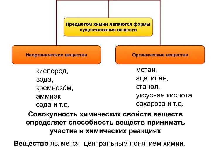 Совокупность химических свойств веществ определяет способность веществ принимать участие в химических