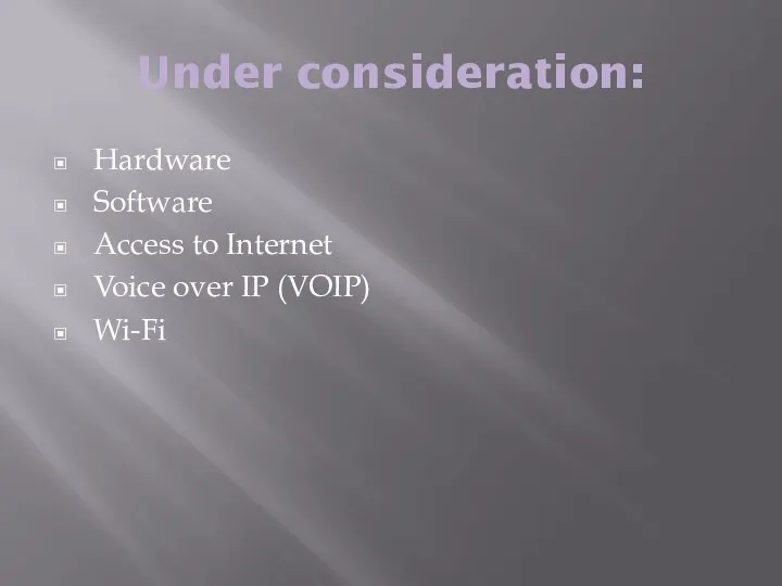 Under consideration: Hardware Software Access to Internet Voice over IP (VOIP) Wi-Fi