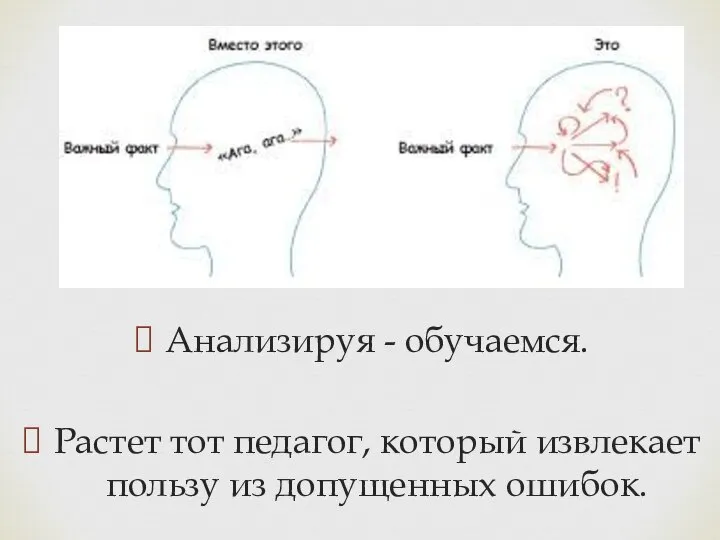 Анализируя - обучаемся. Растет тот педагог, который извлекает пользу из допущенных ошибок.