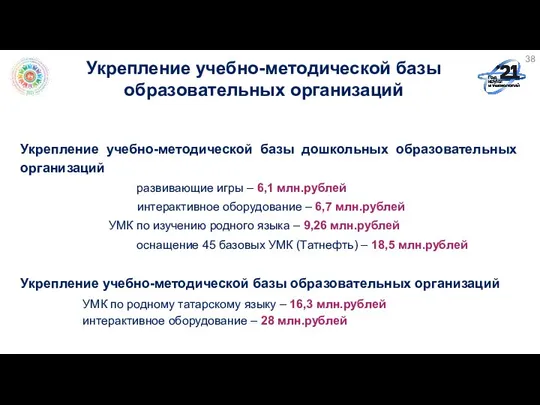 Укрепление учебно-методической базы образовательных организаций Укрепление учебно-методической базы дошкольных образовательных организаций