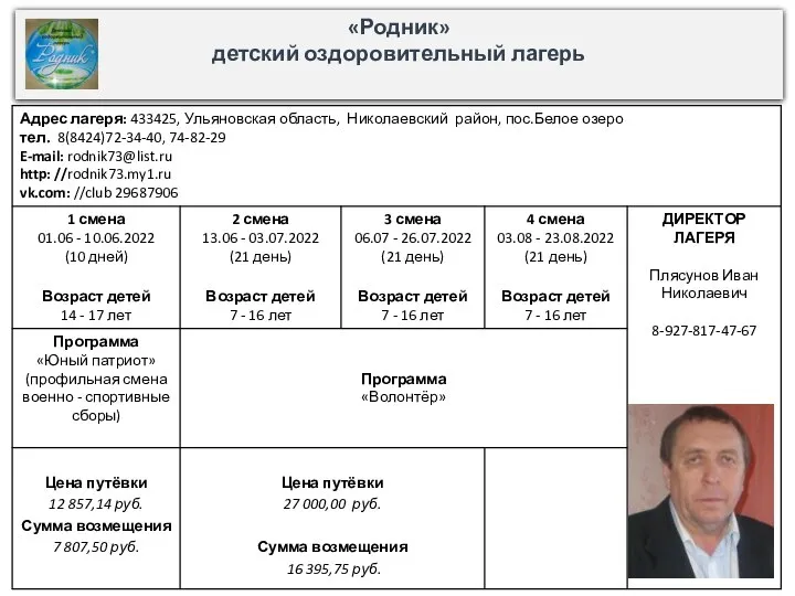 «Родник» детский оздоровительный лагерь