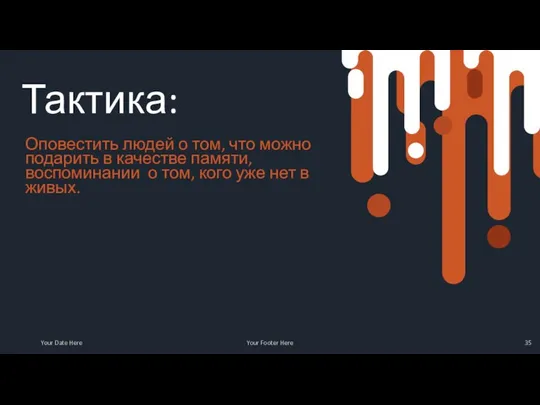 Тактика: Оповестить людей о том, что можно подарить в качестве памяти,