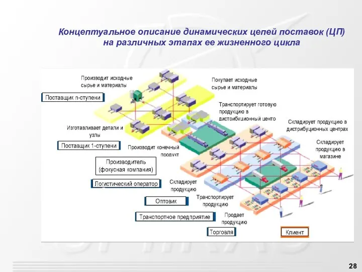 Концептуальное описание динамических цепей поставок (ЦП) на различных этапах ее жизненного цикла