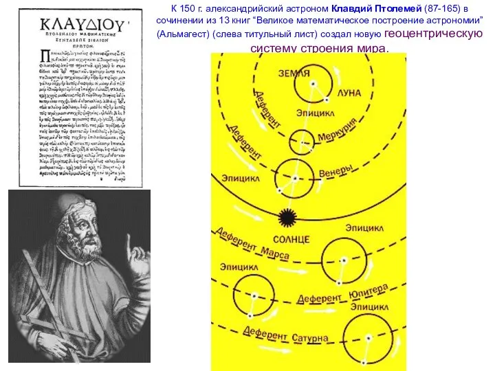 К 150 г. александрийский астроном Клавдий Птолемей (87-165) в сочинении из