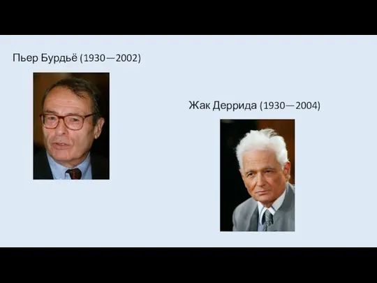 Пьер Бурдьё (1930—2002) Жак Деррида (1930—2004)